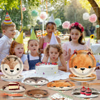 CHUNNIN 96Pcs Woodland Party Plates & Napkins — Animal-Themed Disposable Tableware for Kids (Serves 24)