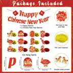 CHYAGCLT Chinese New Year Decorations 2026 – Happy New Year Banner & Gold-Red Swirls