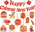 CHYAGCLT Chinese New Year Decorations 2026 – Happy New Year Banner & Gold-Red Swirls