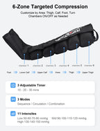 CINCOM Air Compression Recovery System – 6-Zone Leg Massager Boots for Circulation & Recovery | FSA/HSA Eligible