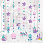Cindeer 8 Pcs Mermaid Birthday Party Decorations – Ocean Garlands & Hanging Banner