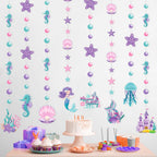 Cindeer 8 Pcs Mermaid Birthday Party Decorations – Ocean Garlands & Hanging Banner