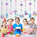 Cindeer 8 Pcs Mermaid Birthday Party Decorations – Ocean Garlands & Hanging Banner