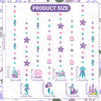 Cindeer 8 Pcs Mermaid Birthday Party Decorations – Ocean Garlands & Hanging Banner