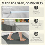 AIYAPLAY Kids Play Sofa, 12 Pieces Foam Modular Soft Play Set for Playroom, Children Convertible Sofa for Boys and Girls, Grey