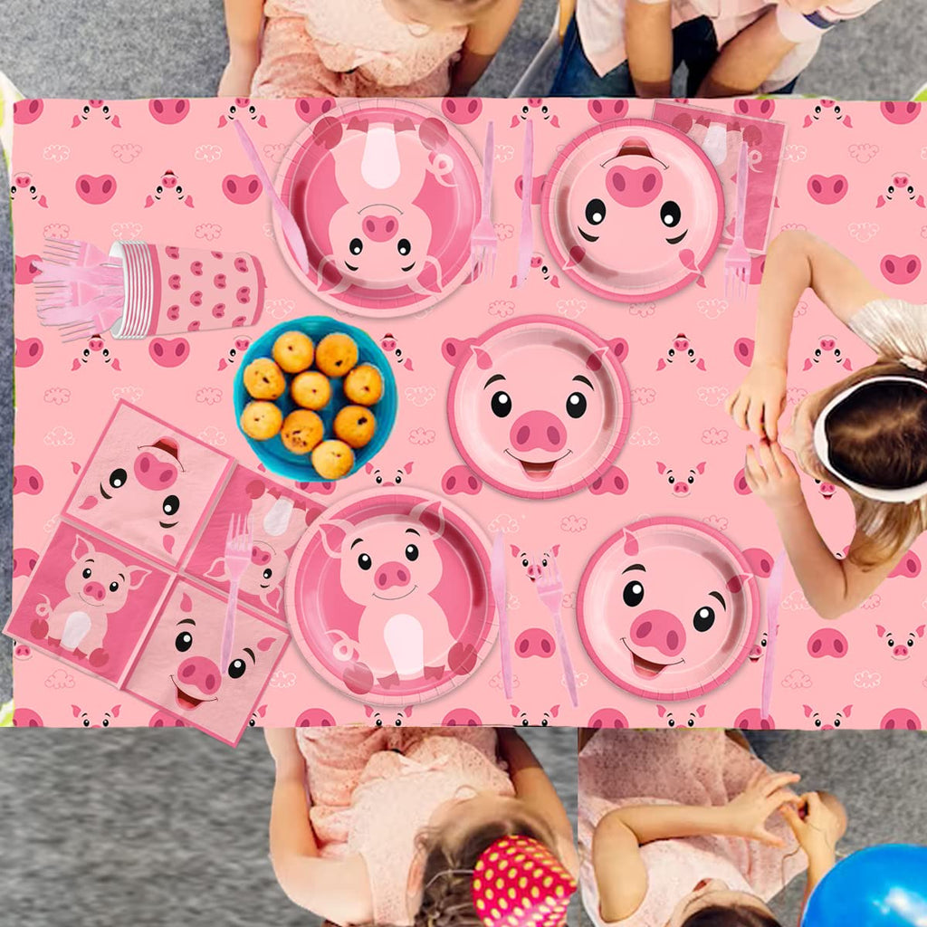 CMUSKO Pig Birthday Decorations - 143Pcs Farm Animal Tableware for 20 Guests