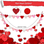 CNVOILA 2-Pc Valentines Day Banner 110inch – Heart Felt Garlands for Mantle, Fireplace & Wall