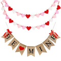 CNVOILA Be Mine Burlap Valentine Banner with 28-Piece Felt Heart Garland
