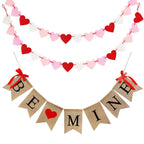 CNVOILA Be Mine Burlap Valentine Banner with 28-Piece Felt Heart Garland