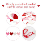 CNVOILA Be Mine Valentines Burlap Banner + 28 Felt Hearts Garland – Pre-Assembled Decor