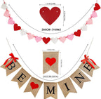 CNVOILA Be Mine Burlap Valentine Banner with 28-Piece Felt Heart Garland