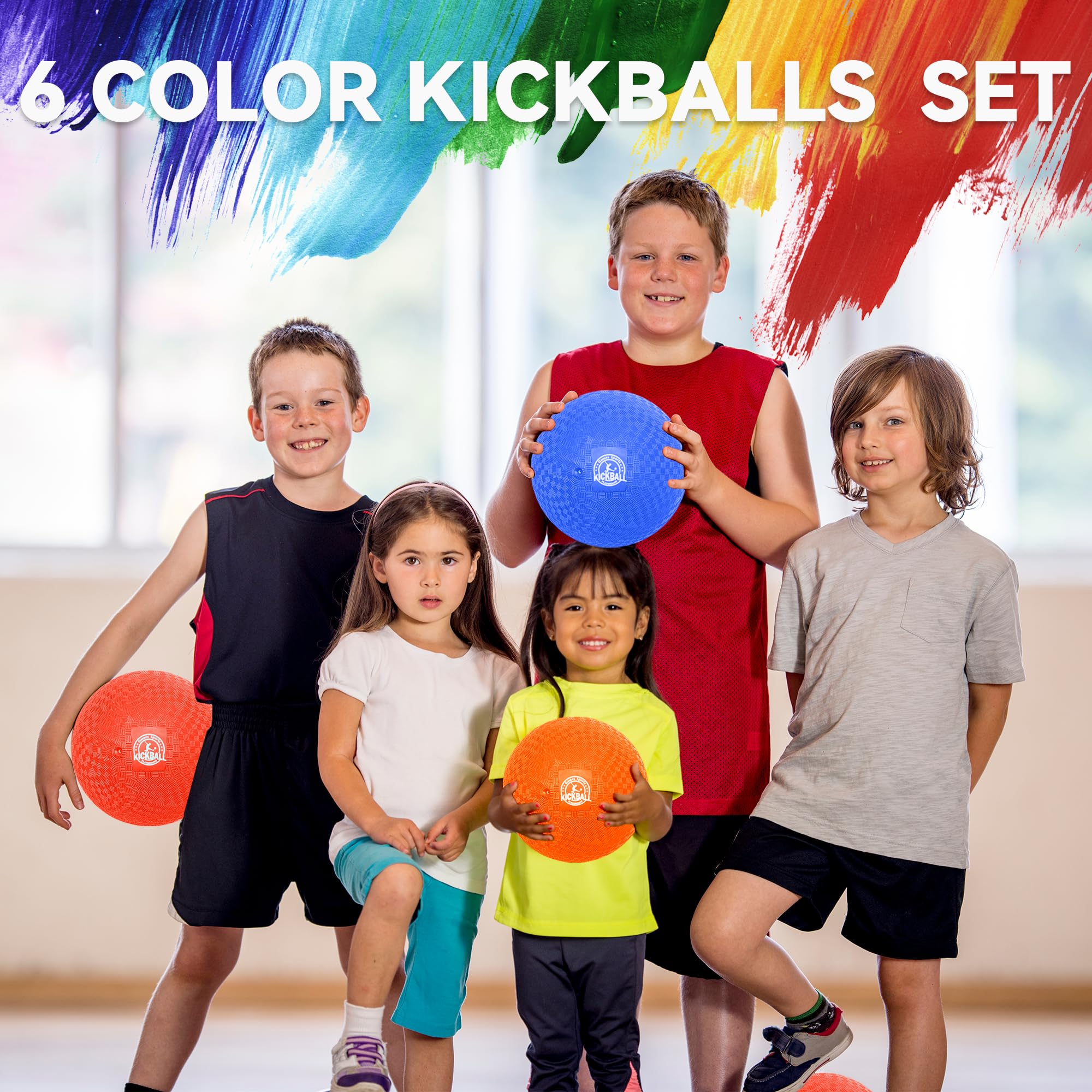 COAMZPARTY 8.5-Inch Kickball Set — 12-Dodgeballs, Pump & Storage Bag