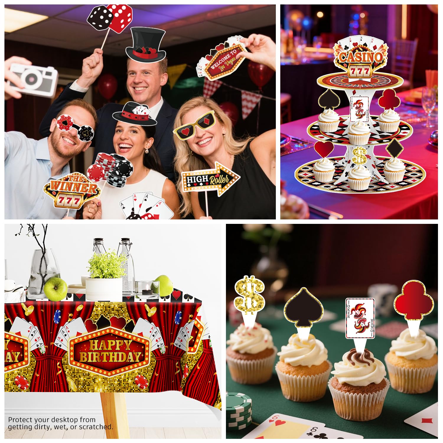 Cocomigo 337Pcs Casino Theme Party Decorations Kit for Game Night