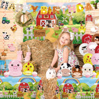 Cocomigo 159pcs Farm Birthday Decorations for Kids — 5 Styles, 300gsm Animal Plates, Backdrop, Balloons