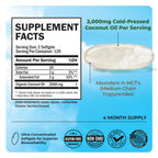 Coconut Oil Capsules 2000mg – Organic Pure Extra Virgin Cold-Pressed MCT, Non-GMO (240ct, 4-Month Supply)