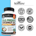 Coconut Oil Capsules 2000mg – Organic Pure Extra Virgin Cold-Pressed MCT, Non-GMO (240ct, 4-Month Supply)