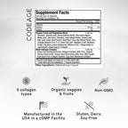 Codeage Multi Collagen Protein + Organic Raw Greens Capsules – 5 Types, 21 Fruits & Veggies, Grass-Fed Hydrolyzed Collagen, 180 Count