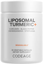 Codeage Organic Turmeric Supplement - 95% Curcumin, Liposomal Fermented Botanicals, 90 Capsules