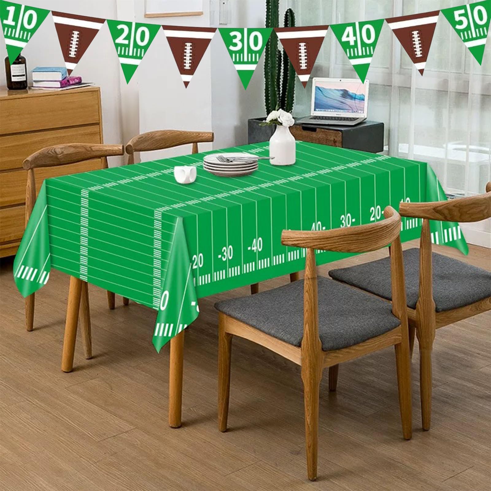 Cokoness Football Tablecloths – 54 x 108 inch (2 Pack) Disposable Tailgate Tablecover