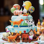 Colingmill 18 Pcs Farm Animal Cake Toppers & Mini Hats | Cute Party Decor