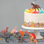 Colingmill 18 Pcs Dinosaur Birthday Party Decorations – Cake Toppers & Mini Hats Set