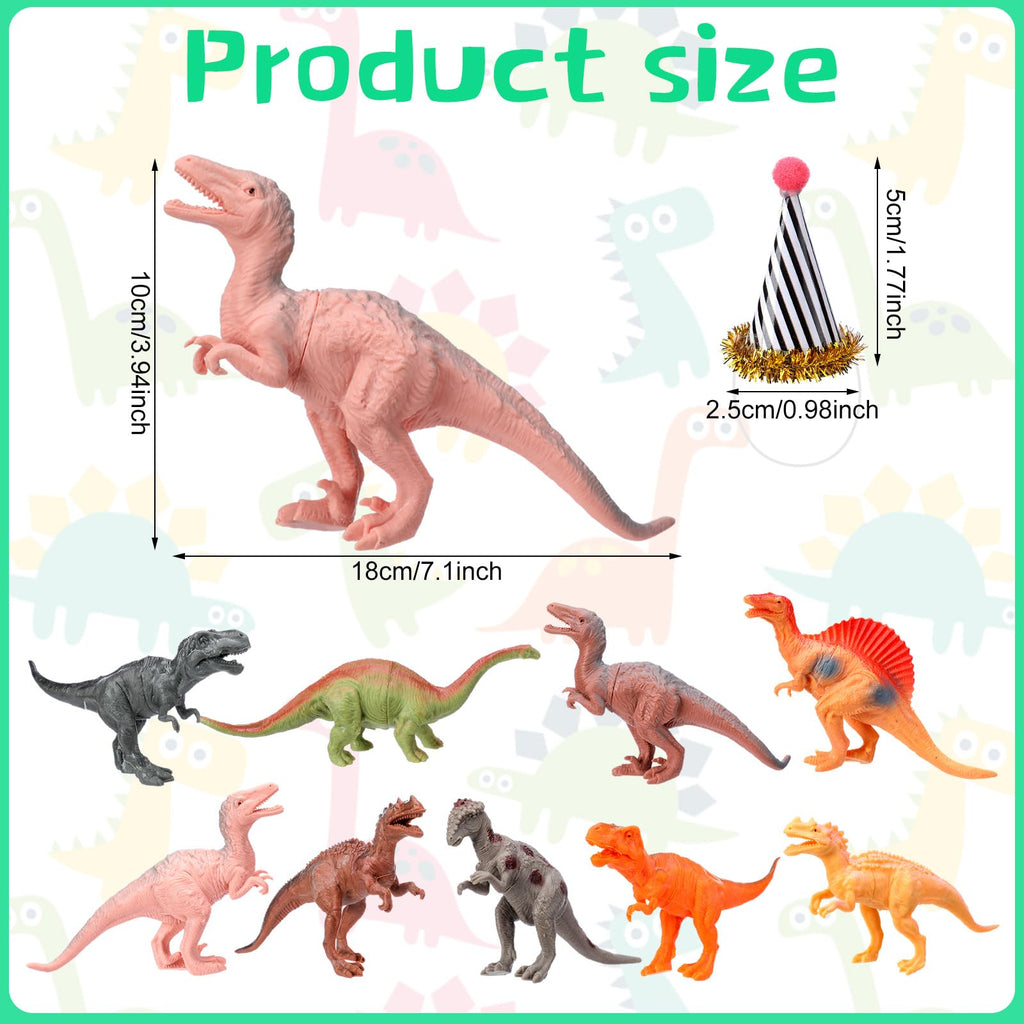 Colingmill 18 Pcs Dinosaur Birthday Party Decorations – Cake Toppers & Mini Hats Set