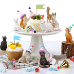 Colingmill 18 Pcs Cat Birthday Party Decorations — Animal Figure Cake Toppers & Mini Hats