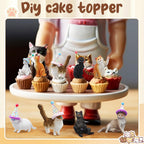 Colingmill 18 Pcs Cat Birthday Party Decorations — Animal Figure Cake Toppers & Mini Hats