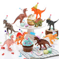 Colingmill 18 Pcs Dinosaur Birthday Party Decorations – Cake Toppers & Mini Hats Set