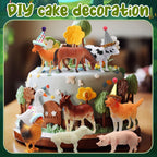 Colingmill 18 Pcs Farm Animal Cake Toppers & Mini Hats | Cute Party Decor