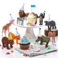 Colingmill Jungle Animal Birthday Party Decorations – 18 Pcs Cake Toppers & Mini Hats