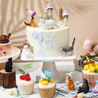 Colingmill 18 Pcs Cat Birthday Party Decorations — Animal Figure Cake Toppers & Mini Hats