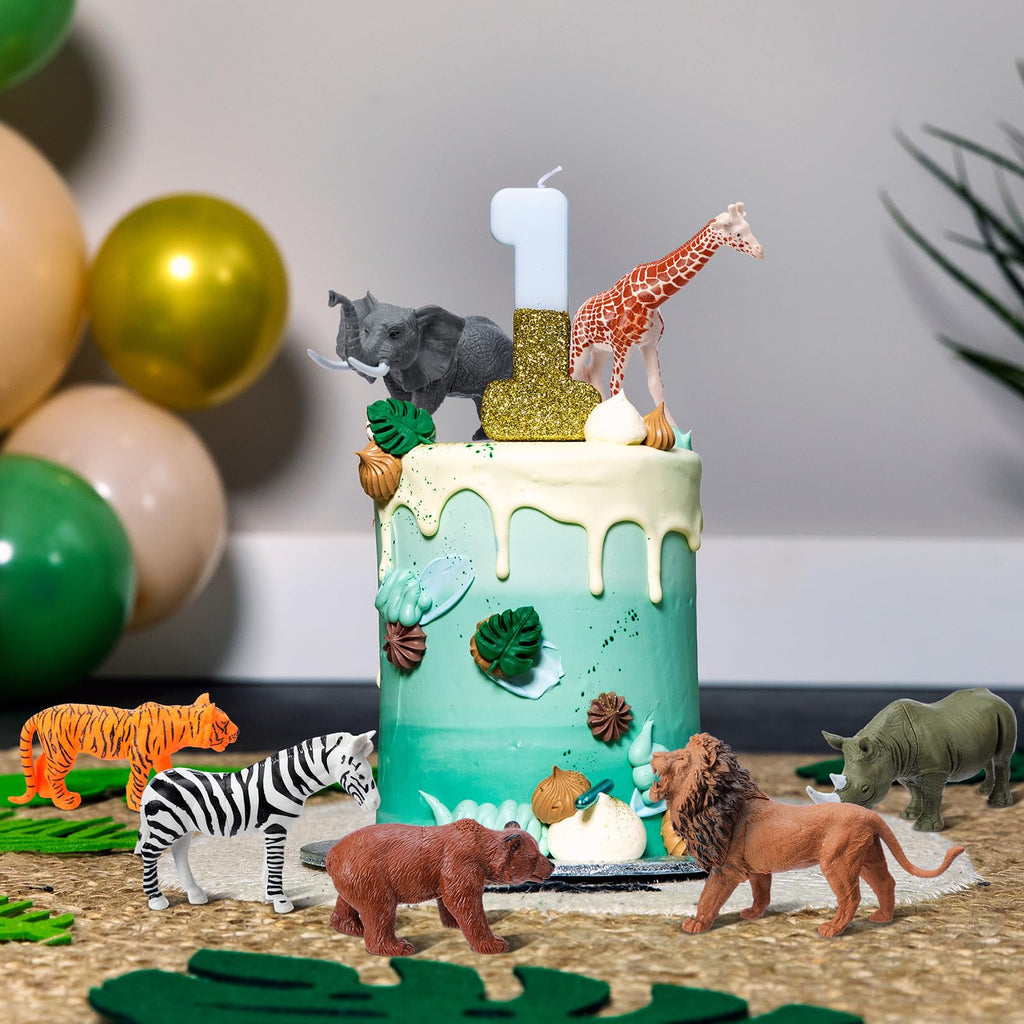 Colingmill Jungle Animal Birthday Party Decorations – 18 Pcs Cake Toppers & Mini Hats
