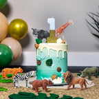 Colingmill Jungle Animal Birthday Party Decorations – 18 Pcs Cake Toppers & Mini Hats