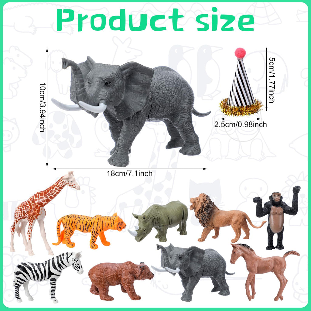 Colingmill Jungle Animal Birthday Party Decorations – 18 Pcs Cake Toppers & Mini Hats