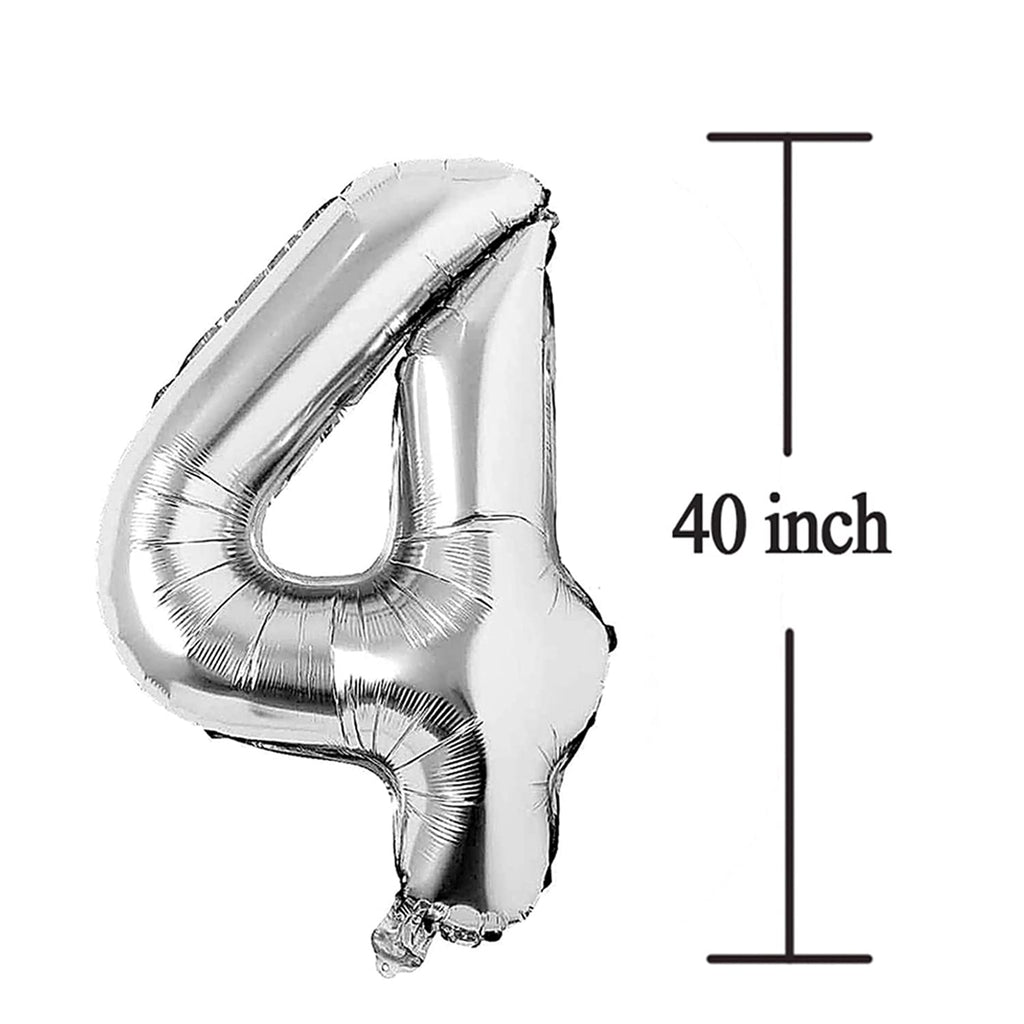 COLORFUL ELVES Silver 40 Number Balloons – Jumbo 40th Birthday Foil Mylar Decor