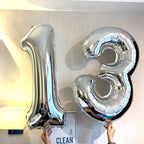 COLORFUL ELVES Silver 13-Number Balloons • 40-Inch Jumbo Foil Mylar for 13th Birthday Parties