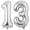COLORFUL ELVES Silver 13-Number Balloons • 40-Inch Jumbo Foil Mylar for 13th Birthday Parties