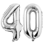 COLORFUL ELVES Silver 40 Number Balloons – Jumbo 40th Birthday Foil Mylar Decor
