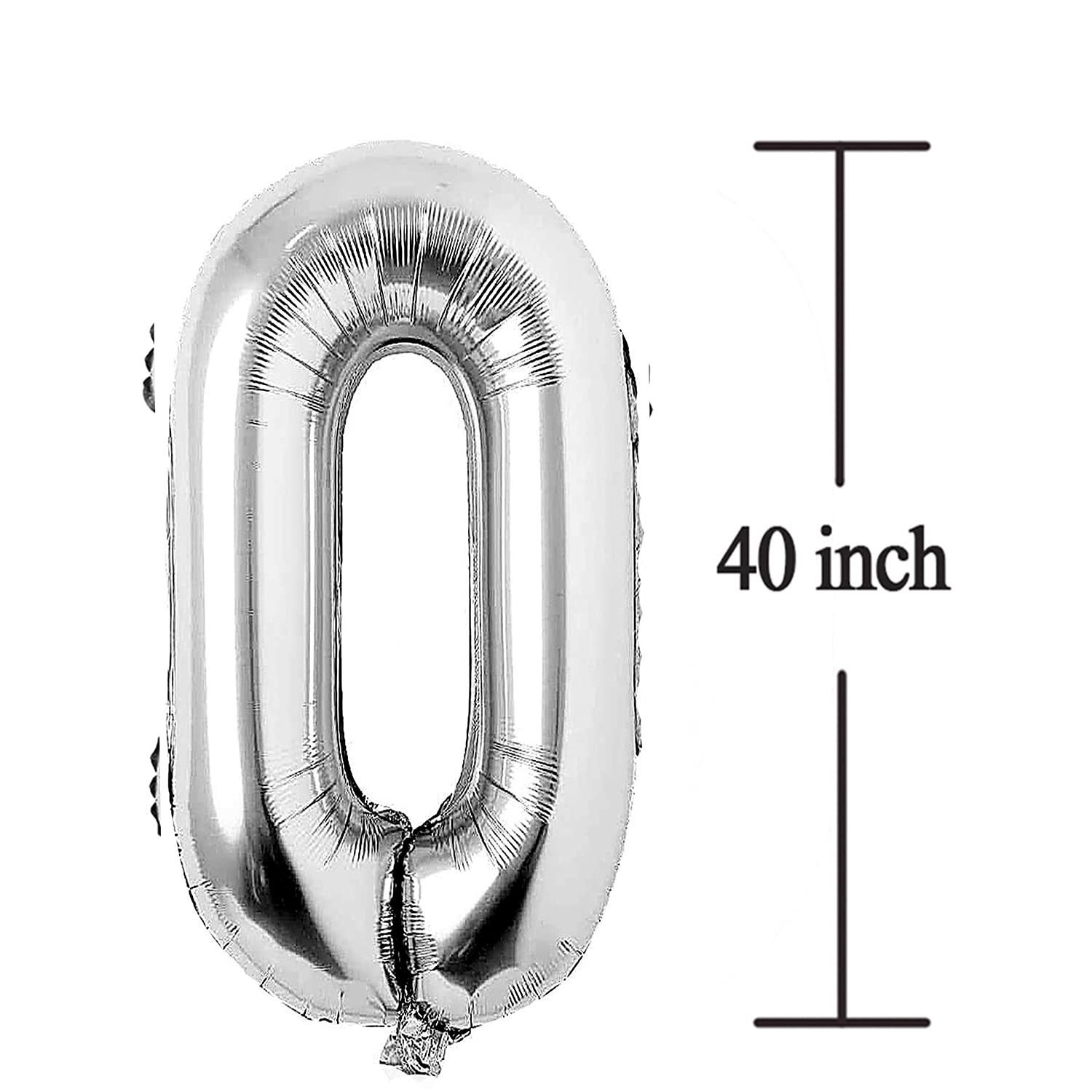 COLORFUL ELVES Silver 40 Number Balloons – Jumbo 40th Birthday Foil Mylar Decor