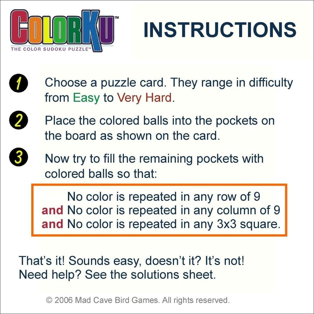 ColorKu by Mad Cave Bird Games – Color Sudoku Board Game