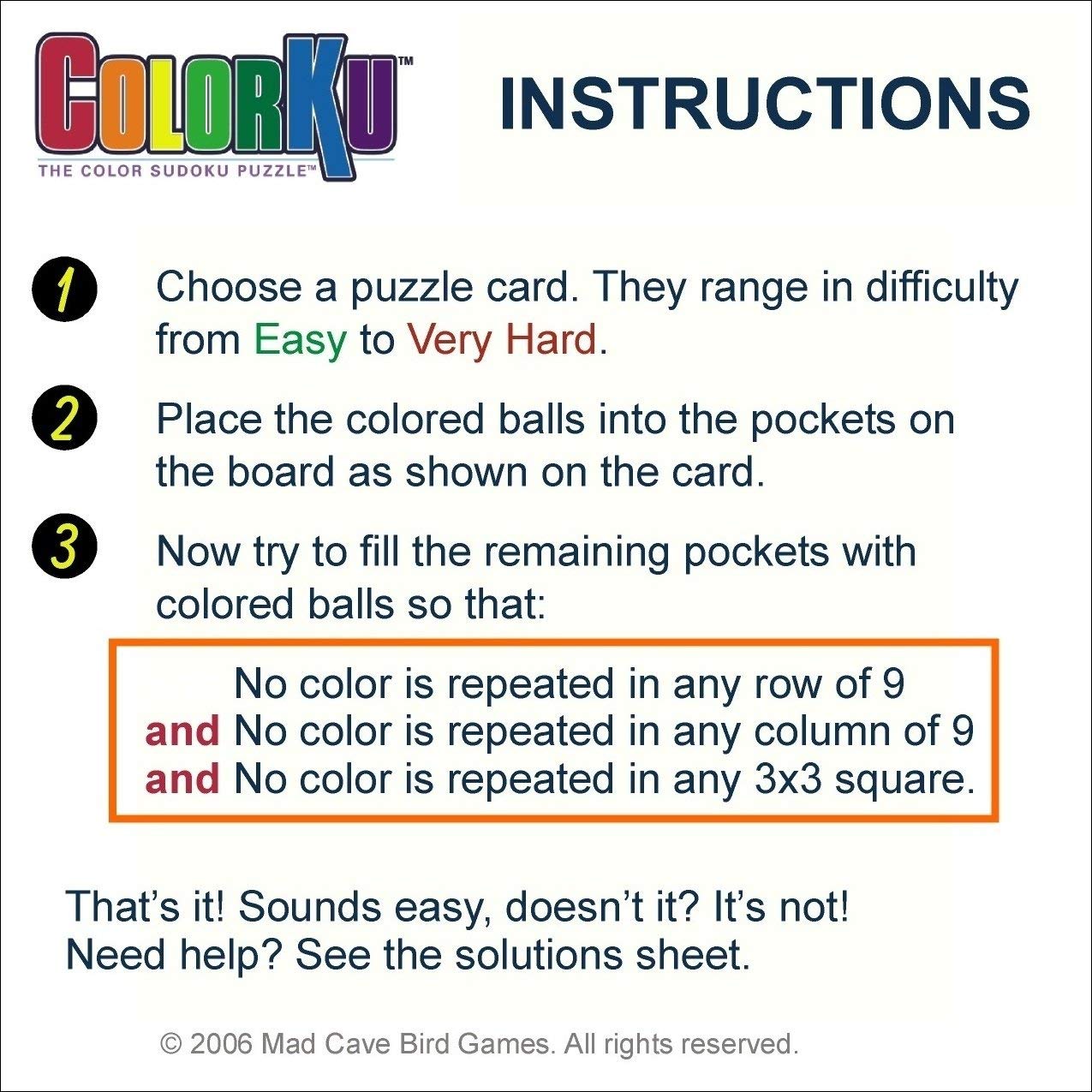 ColorKu by Mad Cave Bird Games – Color Sudoku Board Game