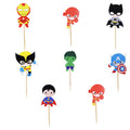 Confetti! 24pc Cartoon Superhero Cupcake Toppers – Colorful Kids Party Decor, Non-Edible
