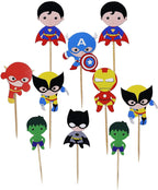 Confetti! 24pc Cartoon Superhero Cupcake Toppers – Colorful Kids Party Decor, Non-Edible