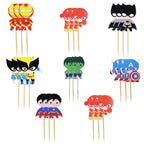 Confetti! 24pc Cartoon Superhero Cupcake Toppers – Colorful Kids Party Decor, Non-Edible