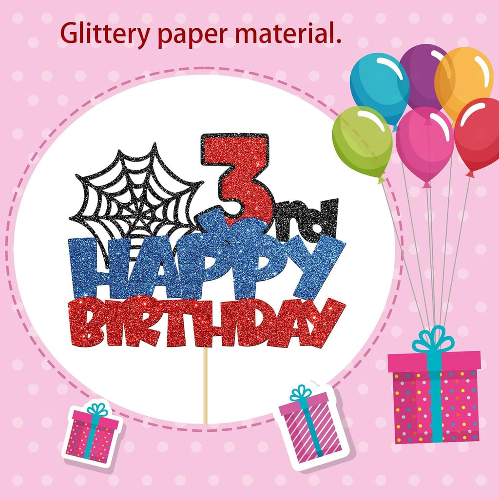 Confetti! Superhero 3rd Birthday Number Cake Topper | Multilayer Glitter, Eco-Friendly
