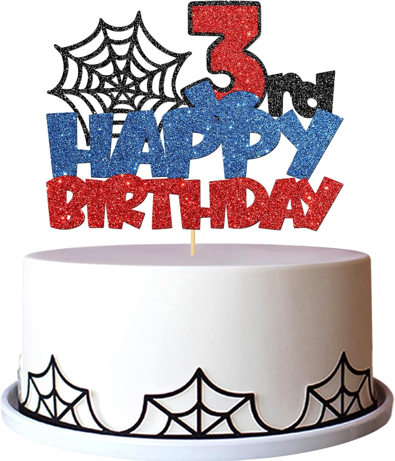 Confetti! Superhero 3rd Birthday Number Cake Topper | Multilayer Glitter, Eco-Friendly