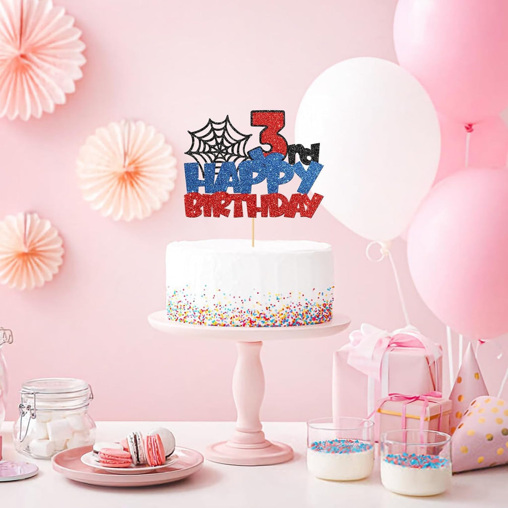Confetti! Superhero 3rd Birthday Number Cake Topper | Multilayer Glitter, Eco-Friendly