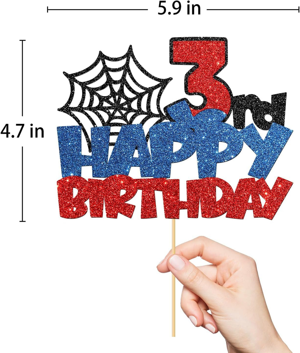 Confetti! Superhero 3rd Birthday Number Cake Topper | Multilayer Glitter, Eco-Friendly