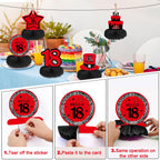 Coosilion Happy 18th Birthday Decorations — Red & Black 18th Banner, Balloons, Backdrop & Centerpieces